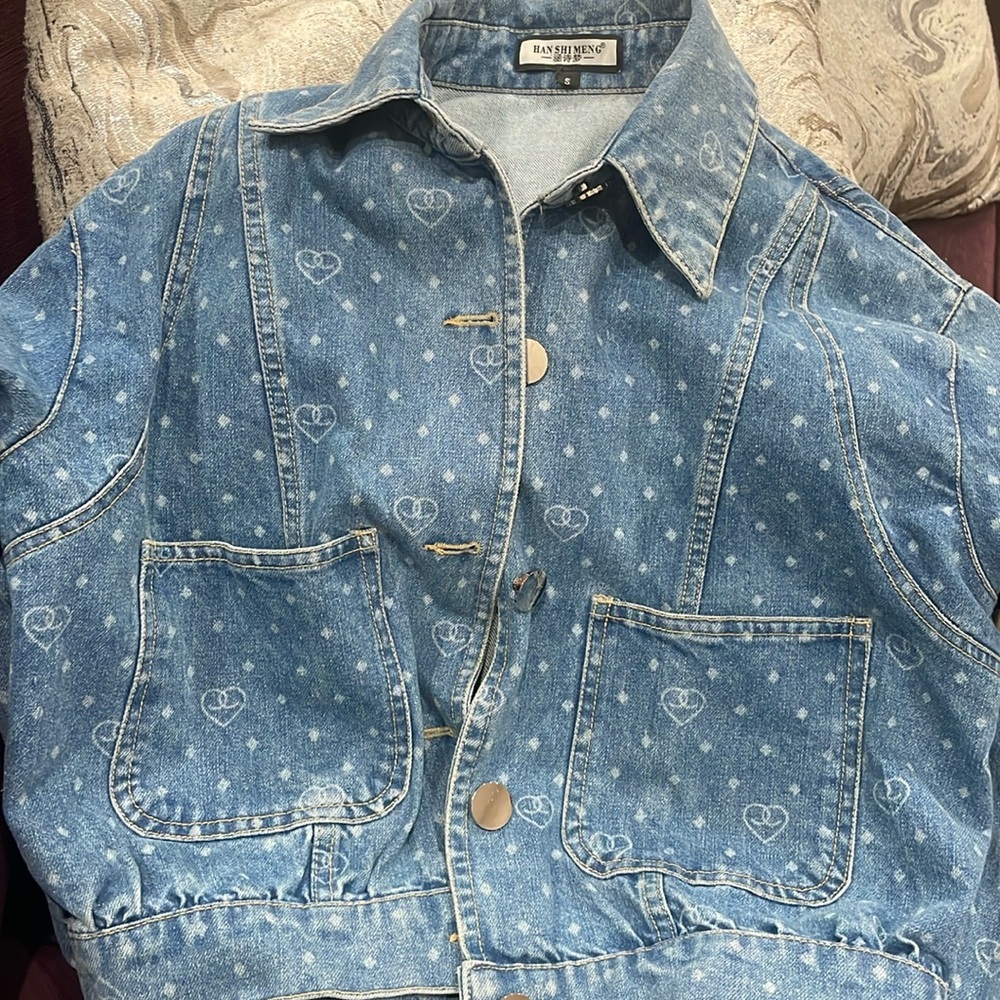 Denim heart print  jacket